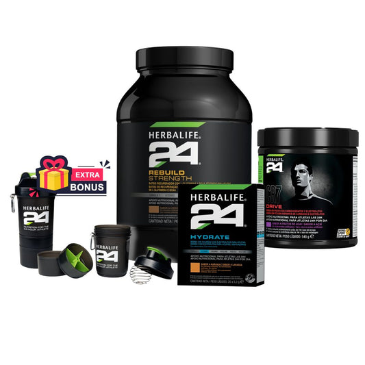 KIT ESPORTIVO Resistência - Rebuild Strenght, CR7 Drive Embalagem, Hydrate Larancja